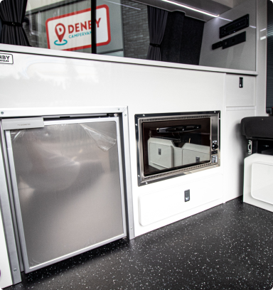 The fridge inside the campervans