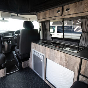 T6.1 Volkswagen Transporter Startline Campervan – Sunny Yellow – 24 Plate – A1196 view of sink and stove when lid is on