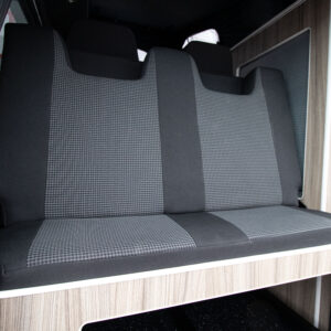 Rear seats up in the boot of the campervan