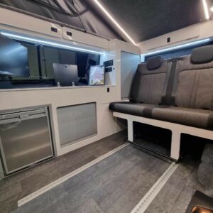 The interior of the Deep Black Pearl Transporter Campervan