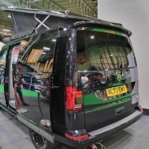 The rear view of the T6.1 Volkswagen Campervan - Deep Black Pearl -23 Plate -A1222