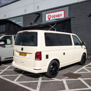 T6.1 Volkswagen Transporter Highline Campervan – Light Ivory – 24 Plate – A1198 angled rear view from the right