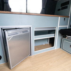 T6.1 Volkswagen Transporter Highline Campervan – Light Ivory – 24 Plate – A1198 storage cabinet and fridge
