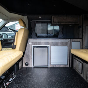 Interior shot of the Ascot Grey transporter with the front seats swivelled