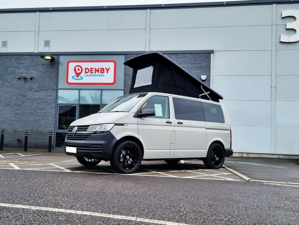 Balmoral Deluxe SWB - T6.1 Volkswagen Transporter Startline Campervan – Ascot Grey – 23 Plate – A1304 angled side view from the left