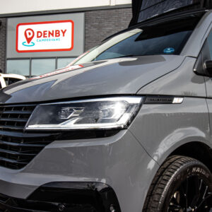 Balmoral Deluxe SWB - T6.1 Volkswagen Transporter Highline Campervan – Pure Grey – 23 – A1267 close up of the headlight