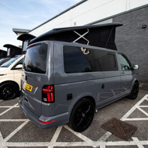 Balmoral Deluxe SWB - T6.1 Volkswagen Transporter Highline Campervan – Pure Grey – 23 – A1267 angled sideview from the left