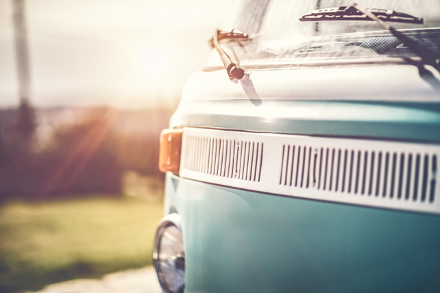 Front of a campervan close up